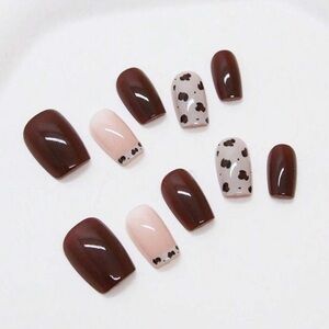 Handmade Cow Print Design Nails 💗